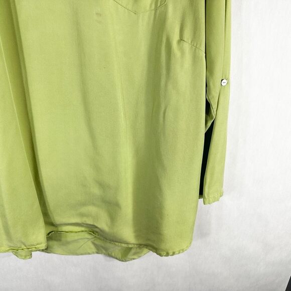 Soft Surroundings Plus Size 1X Top Light Green V Neck Pearl Button Lyocell 1618 - Picture 4 of 9